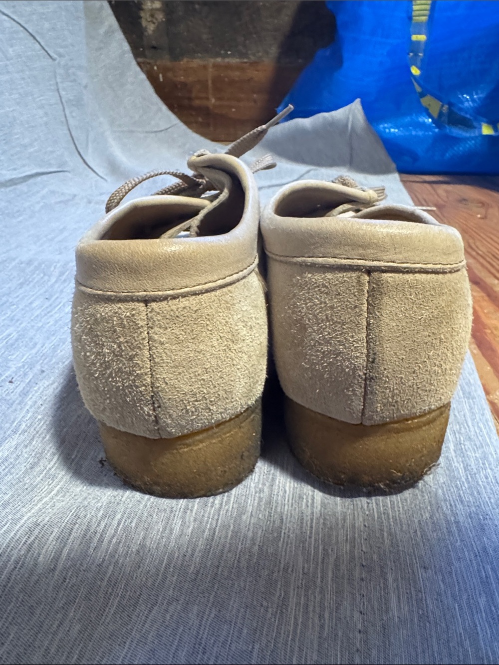Clarks Taupe Suede Wallabee-Style Moccasins - Picture 4 of 5
